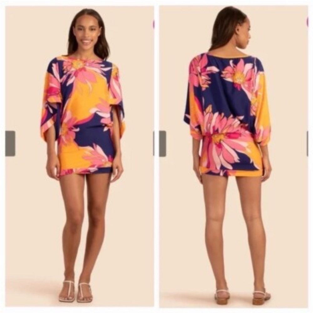 NWOT Trina Turk Breeze Sheath mini tunic Dress cover up beach party colorful Med